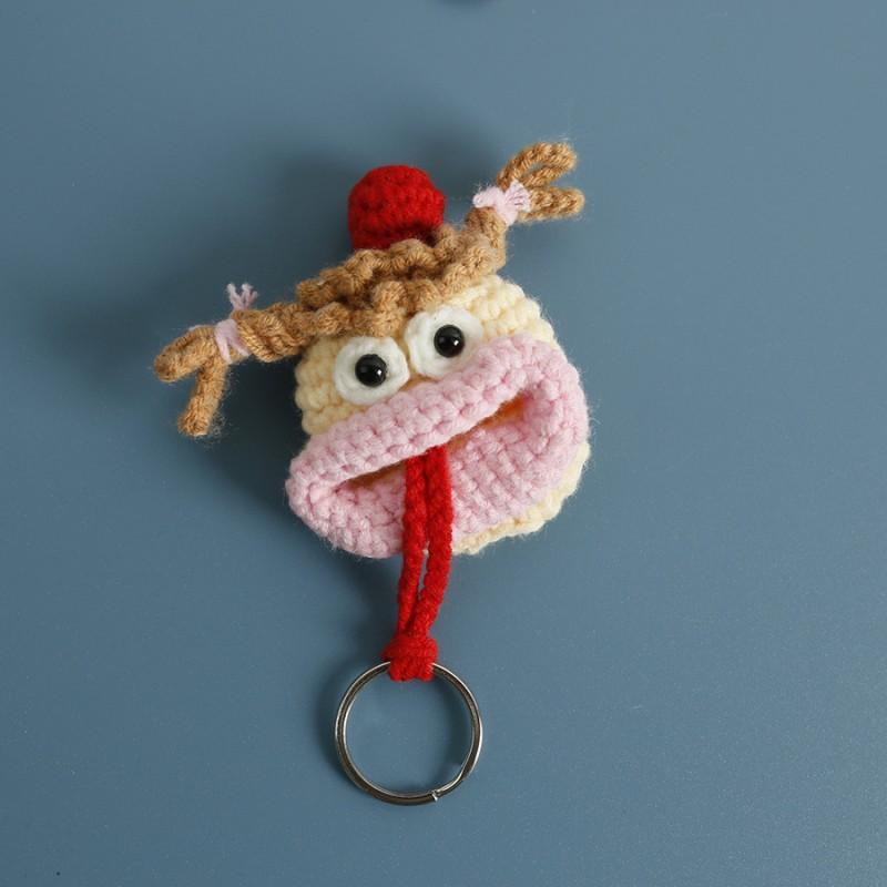 Забавные вязаные крючком брелоки Вязание Милая кукла с сосисочным ртом Держатель для ключей Полезная вязаная сумка для хранения Брелоки для автомобильных ключей Оптовая торговля