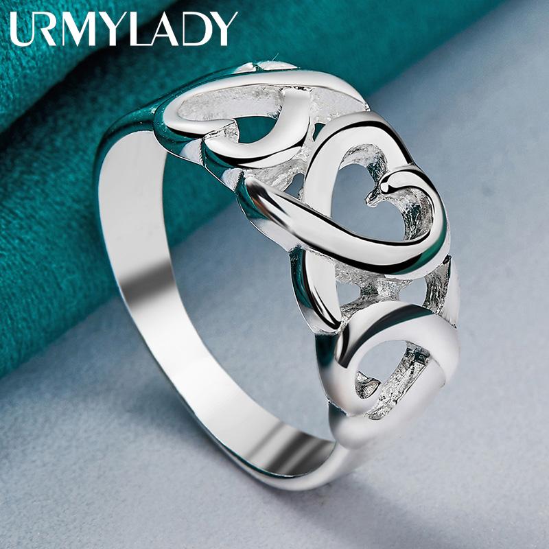 Кольцо из стерлингового серебра 925 пробы с сердцем любви 6-10 # для женщин, модные очаровательные украшения MR060