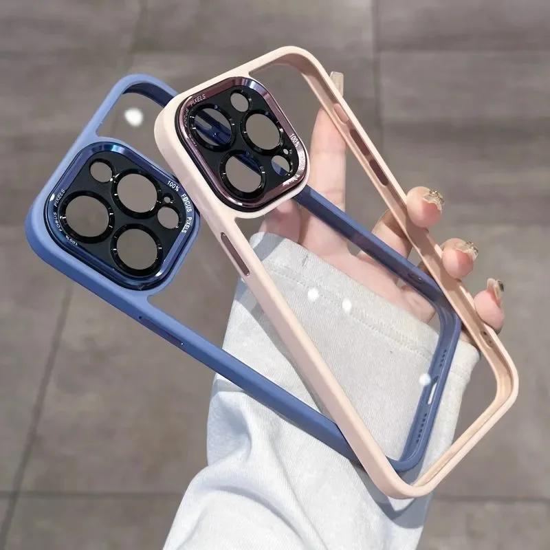 Роскошный защитный чехол для объектива камеры iPhone 16 15 14 13 12 Pro Max Plus, мягкий бампер, противоударный, гибридный, акриловый, прозрачный, жесткий чехол