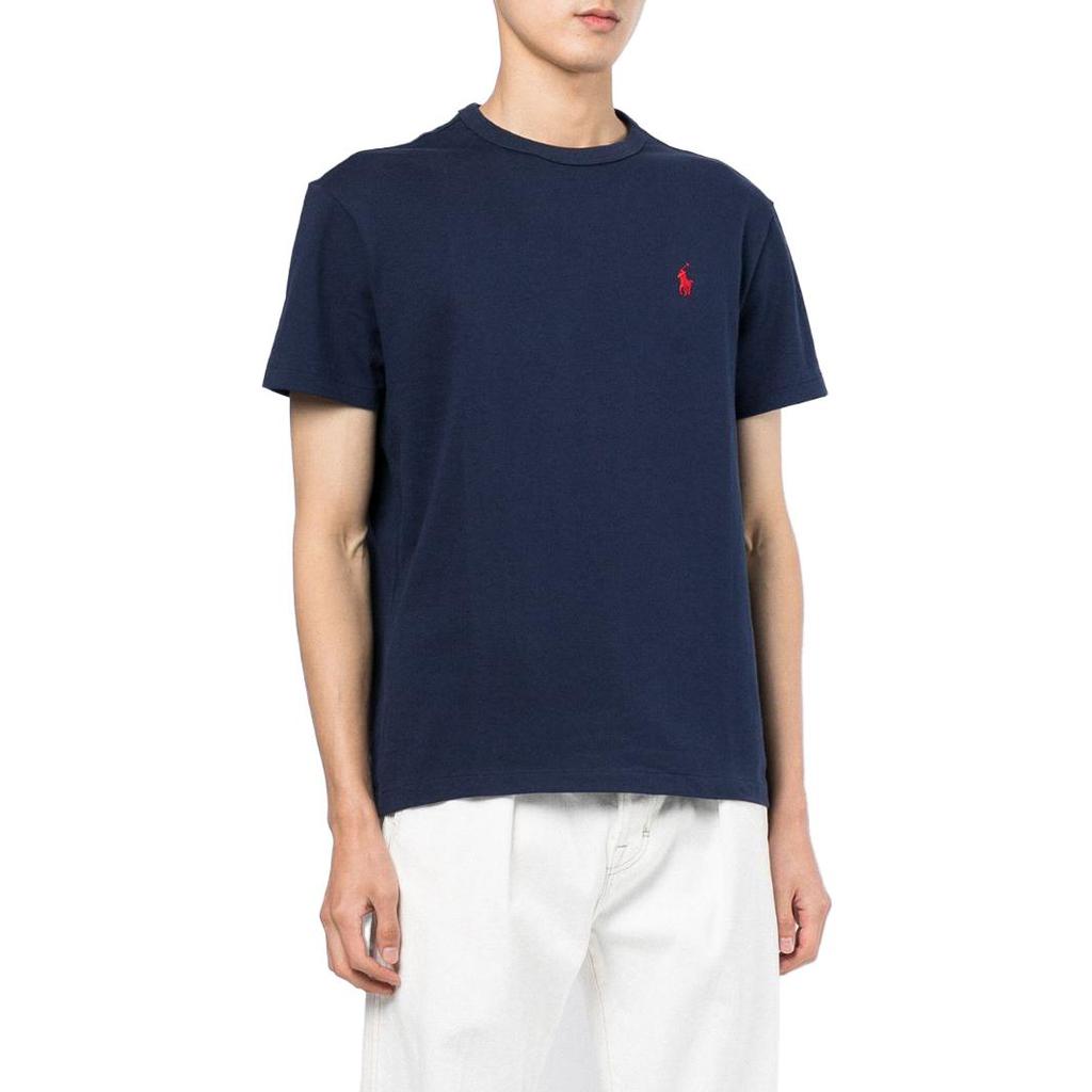 Polo Ralph Lauren SS23 Solid Logo Embroidered Crew Neck Short Sleeve T Shirt Men T Shirt Navy-Blue 710811284-003