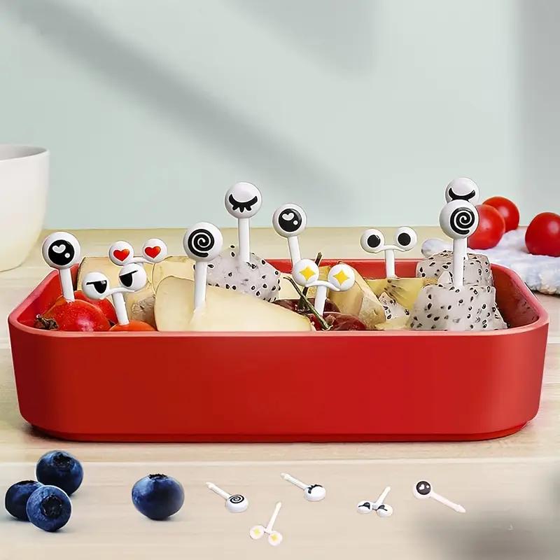 10 шт./набор, мультяшная милая детская фруктовая вилка из нержавеющей стали с маленькой керамической банкой, бытовые креативные безопасные детские фруктовые вилки