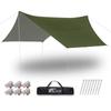 FIELDOOR Hexa Medium 440 X 470 Carry Bag Rope Pegs Aluminum Adjustable For UV Silver Coating Tarp, Size, Cm, [Khaki], Storage, + + + Brackets, 4-6