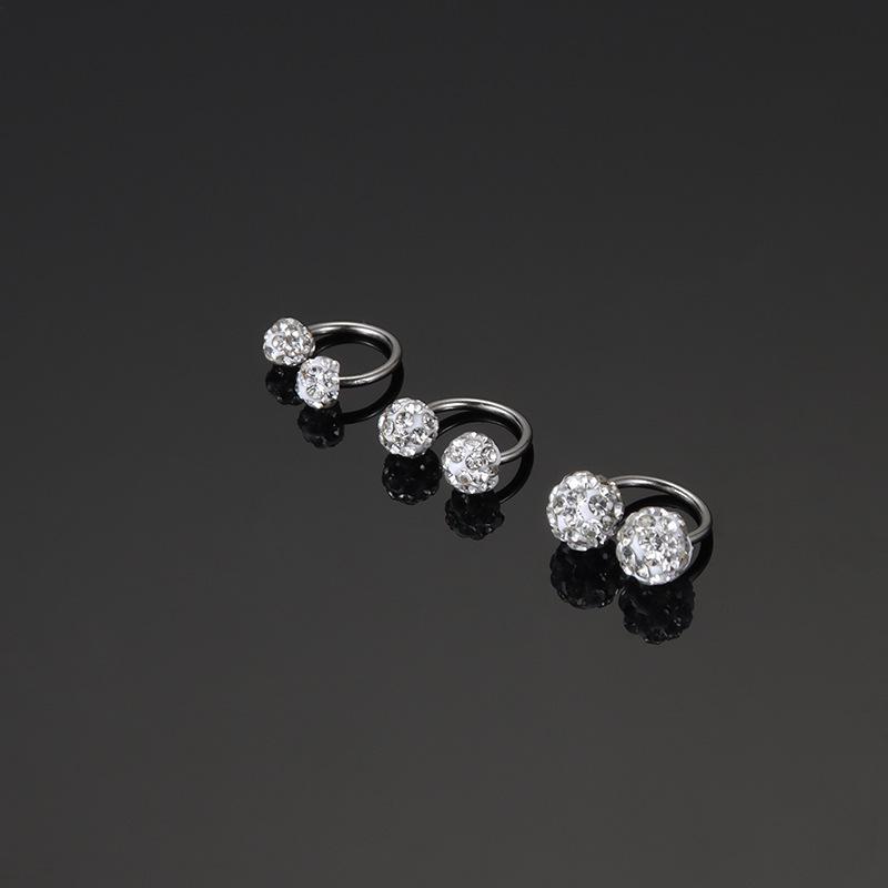 Сверкающие серьги из титановой стали с двумя бриллиантовыми головками - 0,8-миллиметровые винтовые гвоздики для женщин, удобные для сна