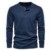 Men's Long Sleeve Henley Shirt Heavyweight Vintage Tough Men's Slim Round Neck Long Sleeve T-Shirt Mens