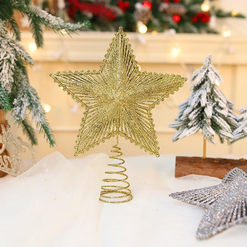 Three-Dimensional Sequined Star Tree Topper - Five-Pointed Christmas Decoration
