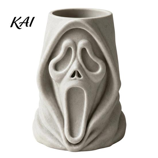 Trick or Treat Bucket Halloween Ghost Face Candy Bucket, 3D Printed Snack Holder, Scary Party Decorations Spooky Screaming Desktop Organizer