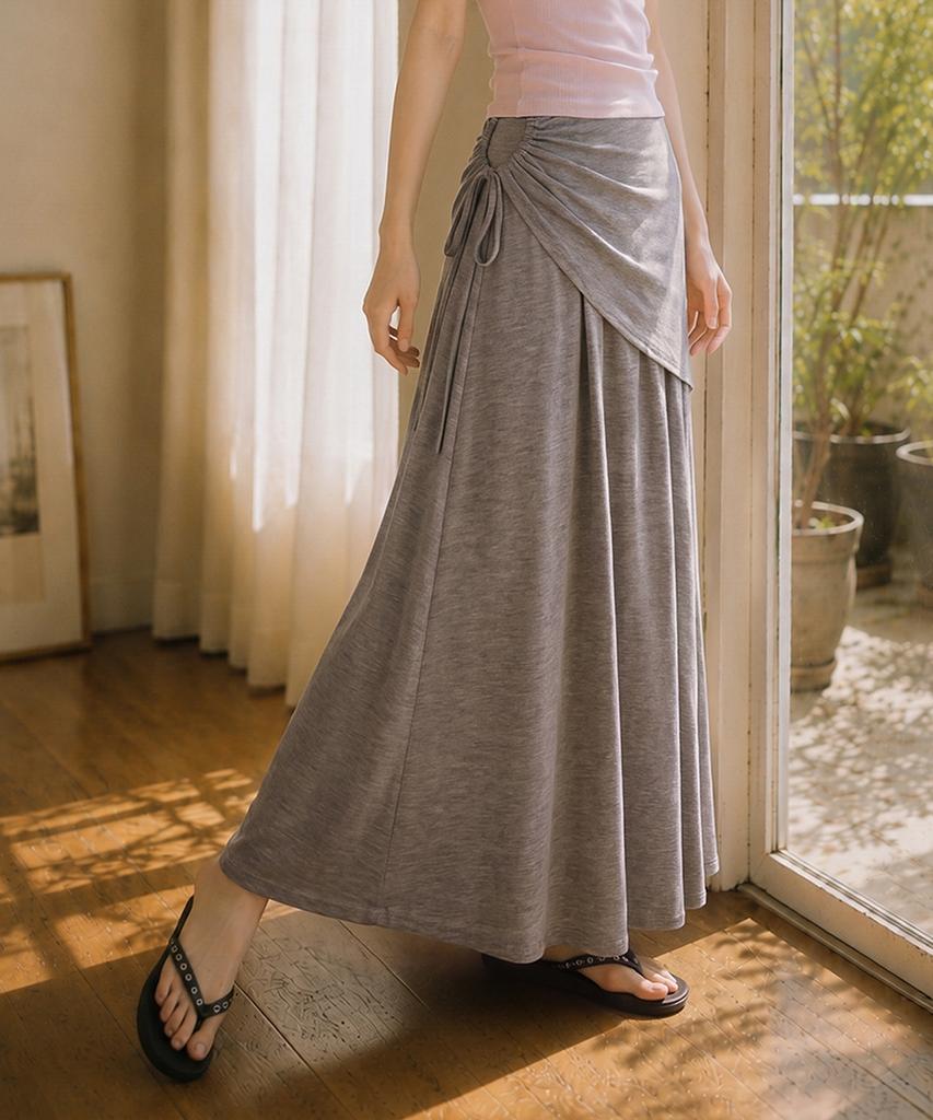 TOPGIRL Трикотажная длинная юбка с боковыми разрезами_T613Bt732