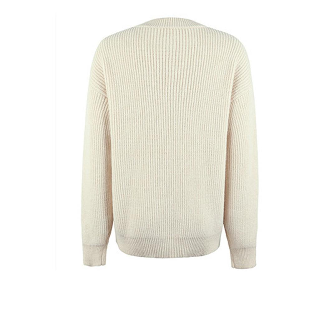 Модный свитер с круглым вырезом и зимний новый однобортный однотонный свитер-пуловер для женщин