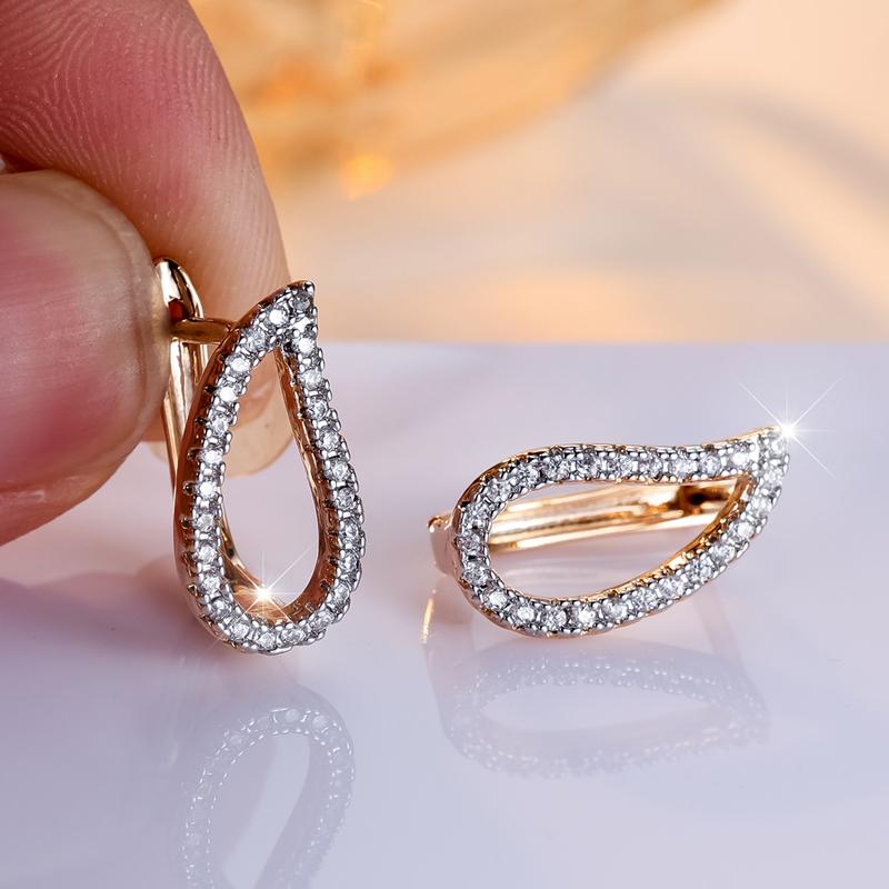 Модные женские серьги-кольца золотого цвета с отверстиями в виде капель воды для женщин, блестящие белые висячие серьги с цирконием, ювелирные аксессуары