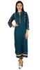 Bimba Women Blue Chic Style Tunic Indian Designer Kurta Kurti Boho Collar Neck Custom