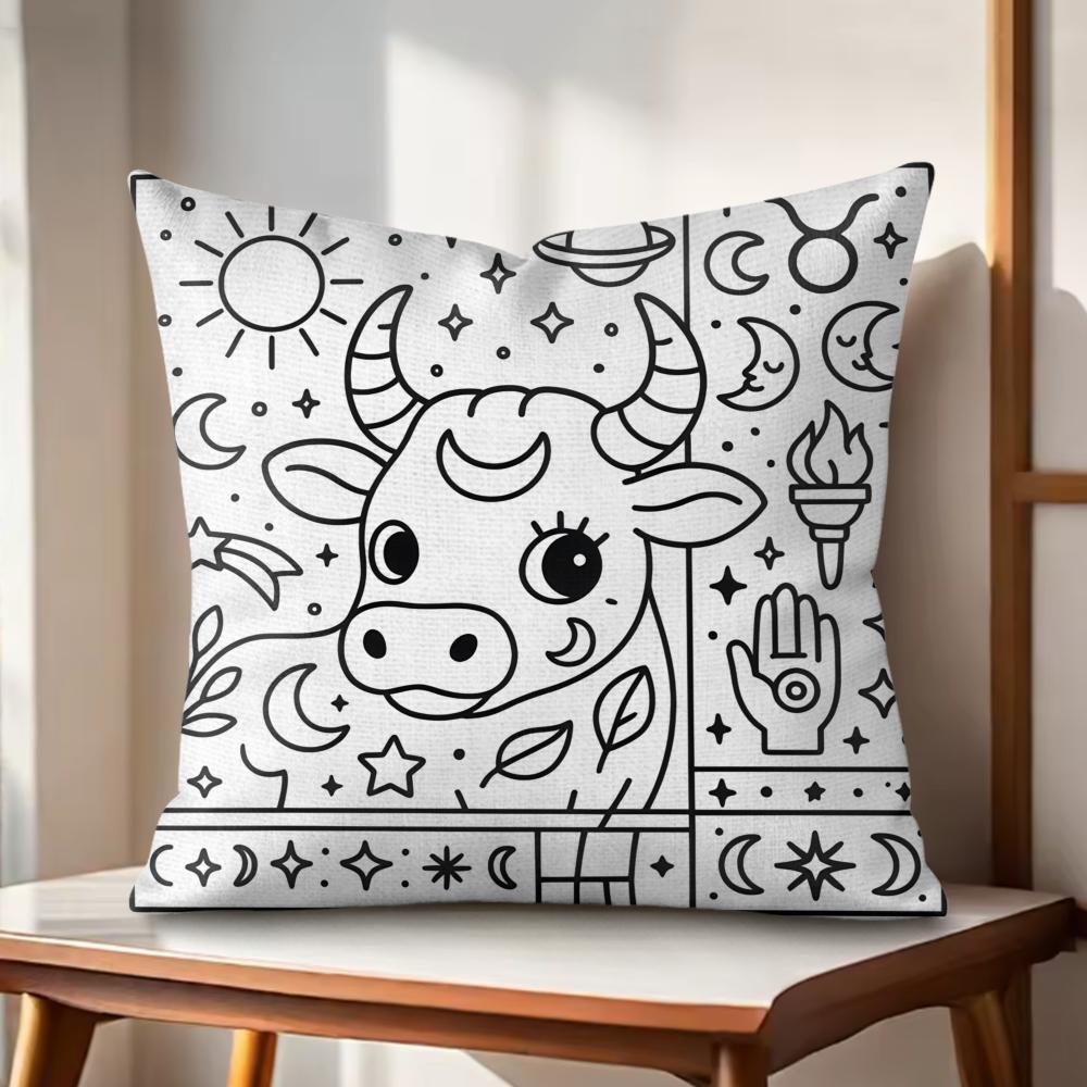 Graphic Calm Modern Cushion Cover Natural Linen Organic Fabric DoubleSided Printing Couch Pillow Covers Home Decor