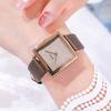 Gedi Women's Retro Large Dial Square Leather Strap Waterproof Quartz Watch with Date