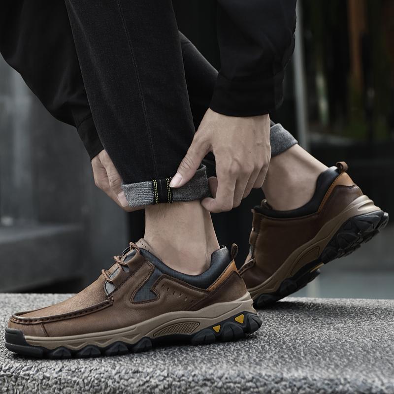 Лидер продаж мужская кожаная походная обувь Европа Америка износостойкая подошва рабочая обувь мужская высококачественная повседневная обувь