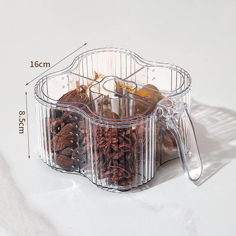 Transparent Seasoning Box Spice Holder Jar Container Travel Kitchen Storage Dry Fresh Safe PP Multi Compartment