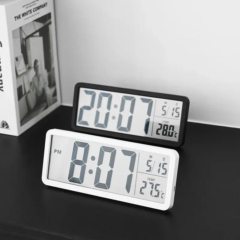 Большие цифровые часы с температурой, датой, неделей, настенные многофункциональные настенные и настольные настенные часы с дисплеем