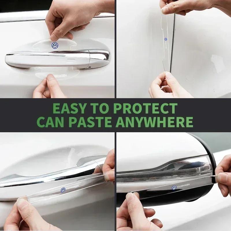 For VW Invisible Car Door Bowl Handle Protective Sticker Anti-collision Clear Strip Stickers for VW Volkswagen Golf Polo Passat Touran