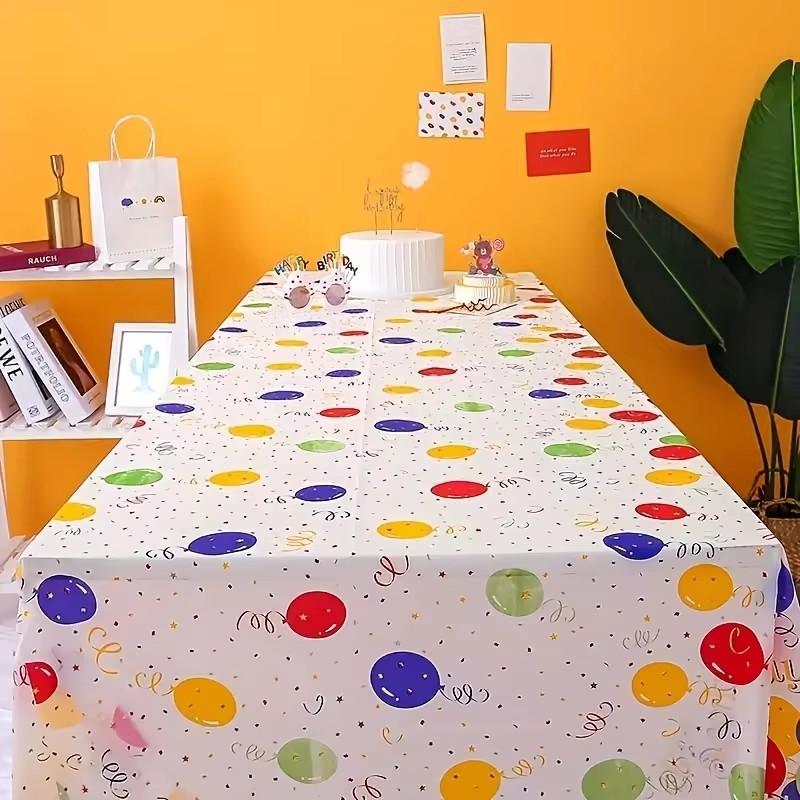 Disposable PEVA Plastic Tablecloth Thickened Oil proof Cartoon Balloon Tablecloth Birthday Party Kindergarten Tablecloth Wholesa