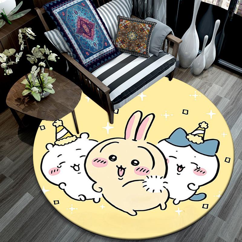 Usagi2 Round Area Rug,Carpet Rug for Living Room Bedroom Sofa Playroom Decor,Non-slip Floor Mat