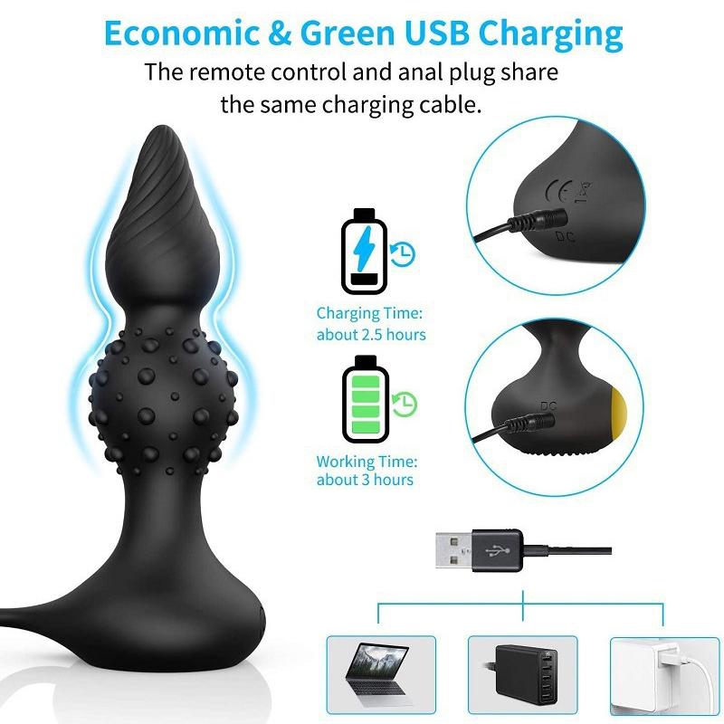 Anal Vibrator for Men Vibrating Penis Ring Delay Anal Sex Toys Male Anal Butt Plug Vibrator Sex Toys