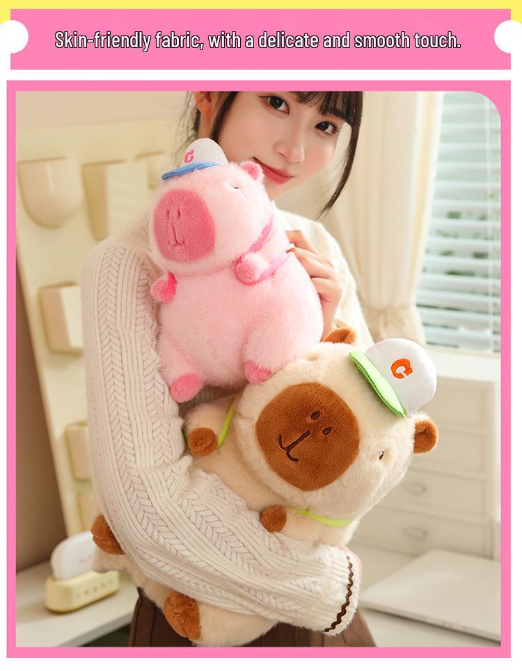 Плюшевая игрушка Капибара Сопливый Мишка: Милый брелок для бейсболки с браслетом на кнопке