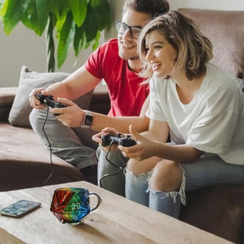 Кружка-кубик, Кружка для кофе с многогранными кубиками и ручкой, Игровая кружка для любителей ролевых игр, Подарок для влюбленных на вечер игр