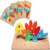 6 Pack Animals Wooden Puzzles for Kids Ages 3-5,Cute Dinosaur Whale Toddler Gift Preschool Game Puzzle,Cartoon Shapes Numbers Learning Developmental E