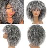 Short Hair Black Curly Wig with Bangs Black Women African Synthetic Gray No Glue Cosplay Wig High Temperature