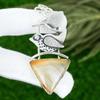925 Sterling Silver Triangle Botswana Agate Stone Engagement Bezel Boho Pendant