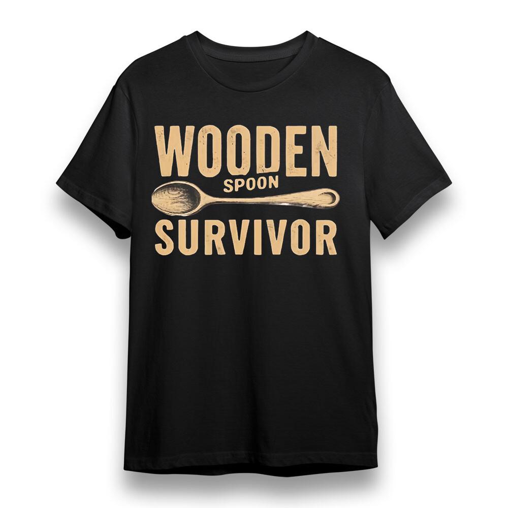 Women's T-shirt With Wooden Spoon Survivor Graphic 100% Cotton Oversize Tee USA