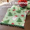 Christmas Red Table Runner Santa Claus Fringe Balls Western Dining Decor Long Cloth Sideboard Table Cover