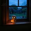 Holding Pumpkin Mummy Sculpture Halloween Light LED Light-up Holiday Statue Resin Statue Decorative with Luminous Eyes