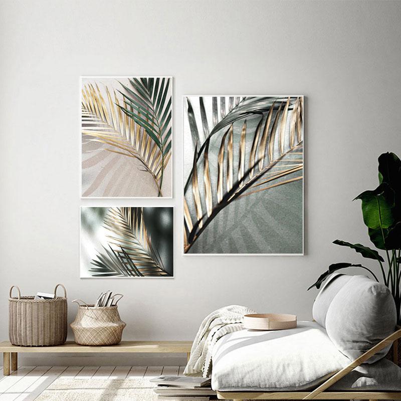 Nordic Green Plant Leaf Poster Decoration Scandinavian Home Decor Canvas Print Wall Art Painting Modern Pictures for Living Room