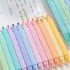 6pcs Dual Tip Highlighter Pens Set Macaron Pastel Colors Chisel Tip Quick Dry Soft Brush Student Drawing Set