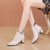 Real Soft Leather Short Boots Women's 2025 Autumn and Winter New Fashion Medium Heel Thick Heel Pointed Women's Boots Versatile High Heel Mother Leat