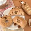 Cartoon Capybara Pendant Croissant Bag Pendant Kawaii Food Plush Keychain  Kids