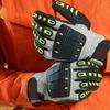 Shock Absorbing Mechanical TPR Gloves Nitrile Dipped Palm Oil-proof Anti Cutting Gloves TPR Material Impact Protection