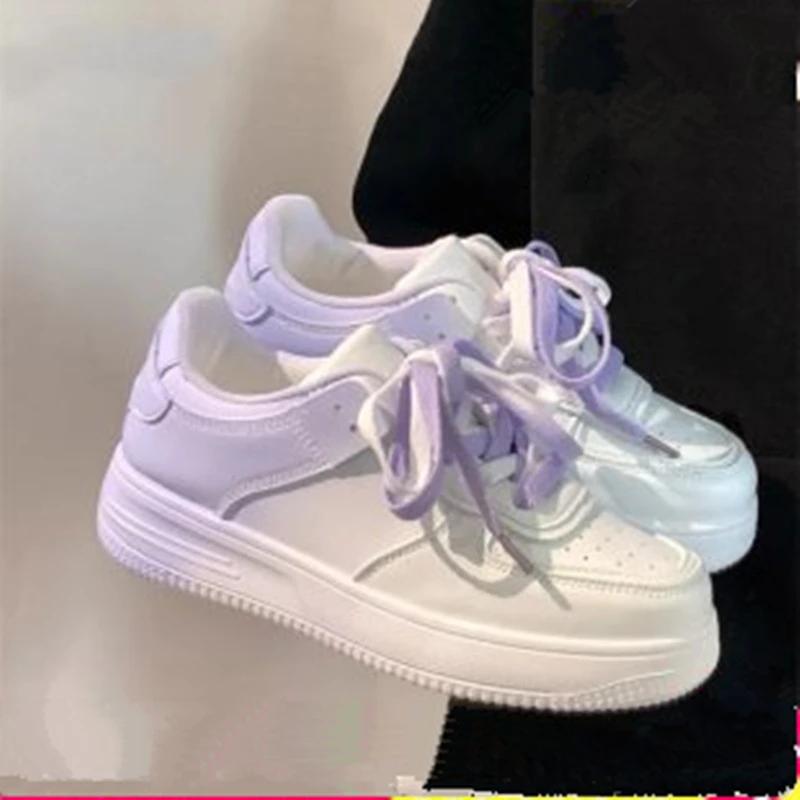 Новые модные и повседневные туфли на плоской подошве для весны и осени, дышащие спортивные белые кроссовки с круглым носком и неглубоким вырезом