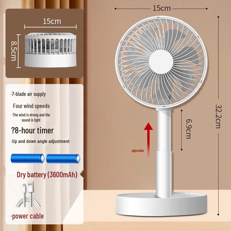 Foldable 6-inch USB Charging Mini Desktop Fan with Telescopic Head and Long Battery Life