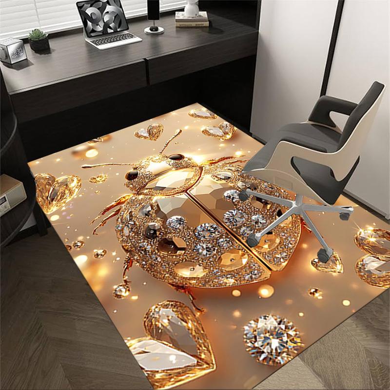 1PC Golden Ladybug Diamonds Extra Large Non Slip Floor carpet, Office, family, bedroom Large Area Rug Indoor Rugs, Vibrant Colors