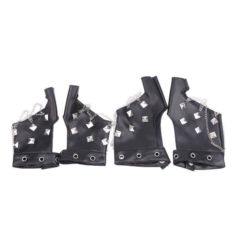 Модные мужские панк хип-хоп заклепки полупальцевые кожаные перчатки женские сценические перчатки без пальцев для сенсорного экрана мотоциклетные варежки