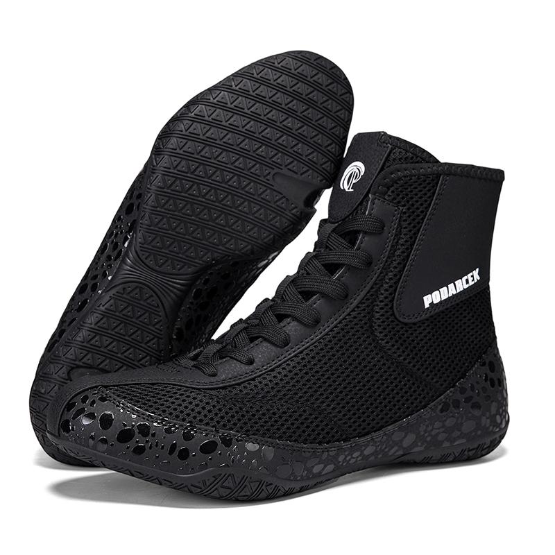 Бесплатные спарринговые борцовки для мужчин Эластичные высокие боксерки Обувь для боевых искусств Кроссовки, специально разработанные для тренировок в зале и фитнеса