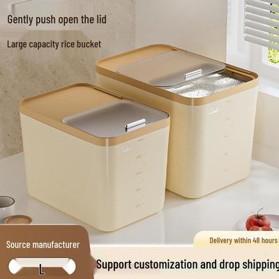 Большой контейнер для хранения риса из пищевого пластика, утолщенный контейнер с выдвижной крышкой для риса и муки