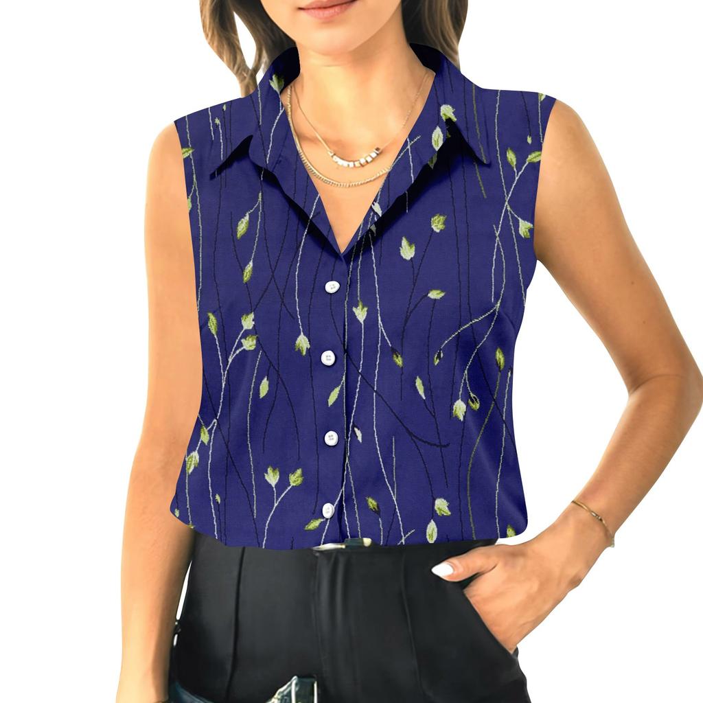 Женский летний свободный топ без рукавов с воротником-стойкой