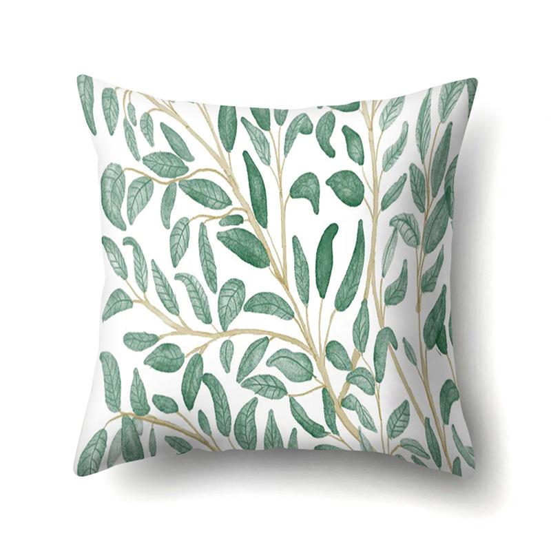 Полиэстеровая наволочка Скандинавский растительный стиль Принт с цветами Бархатная наволочка из персиковой кожи