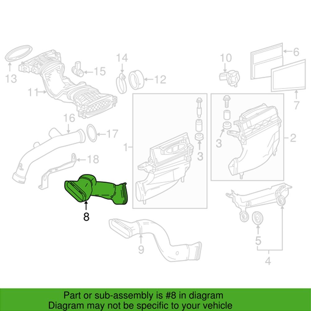 Автомобильный воздухоочиститель Патрубок воздухозаборника 642094879 6420948897 Подходит для Mercedes Benz X166 GL350 2012 2016(Правильно )