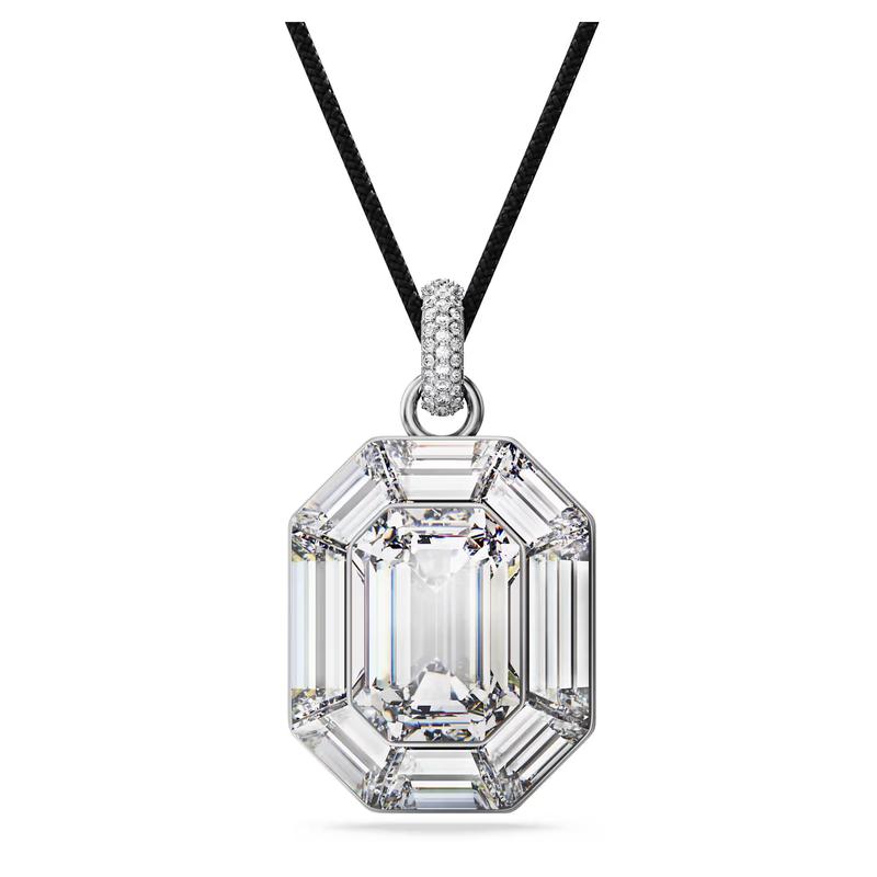 Swarovski Lucent Crystal Pendant Aluminum Necklace Women's Black 5698526