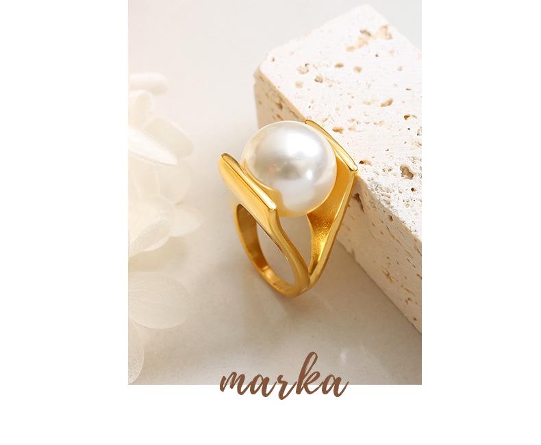 Итальянское дизайнерское кольцо Y-образной формы с искусственным жемчугом, уникальный преувеличенный стиль, титановая сталь с покрытием из 18-каратного золота, A166