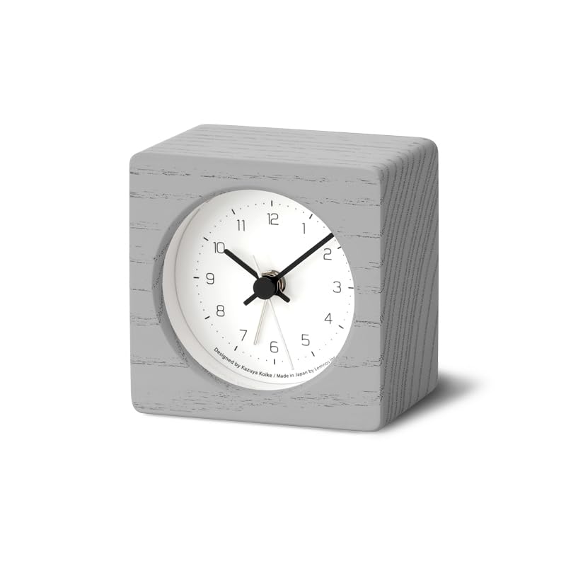 Lemnos NEUT Alarm Clock, Analog, Natural Wood Grain, Gray, KK24-09 GY