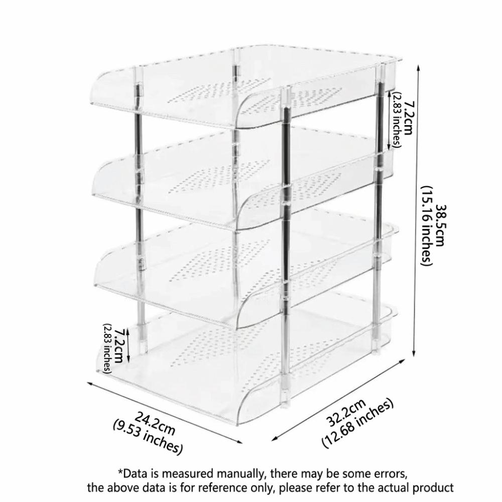 Transparent Desktop File Organizer Large Capacity Paper Holder Modular Document Tray Office