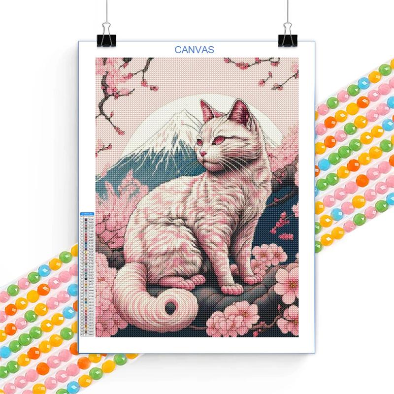 DIY Diamond Painting Pink Cat Stitch Kit Mosaic Art Diamond Painting Full Circle/Square Diamond Home Decoration
